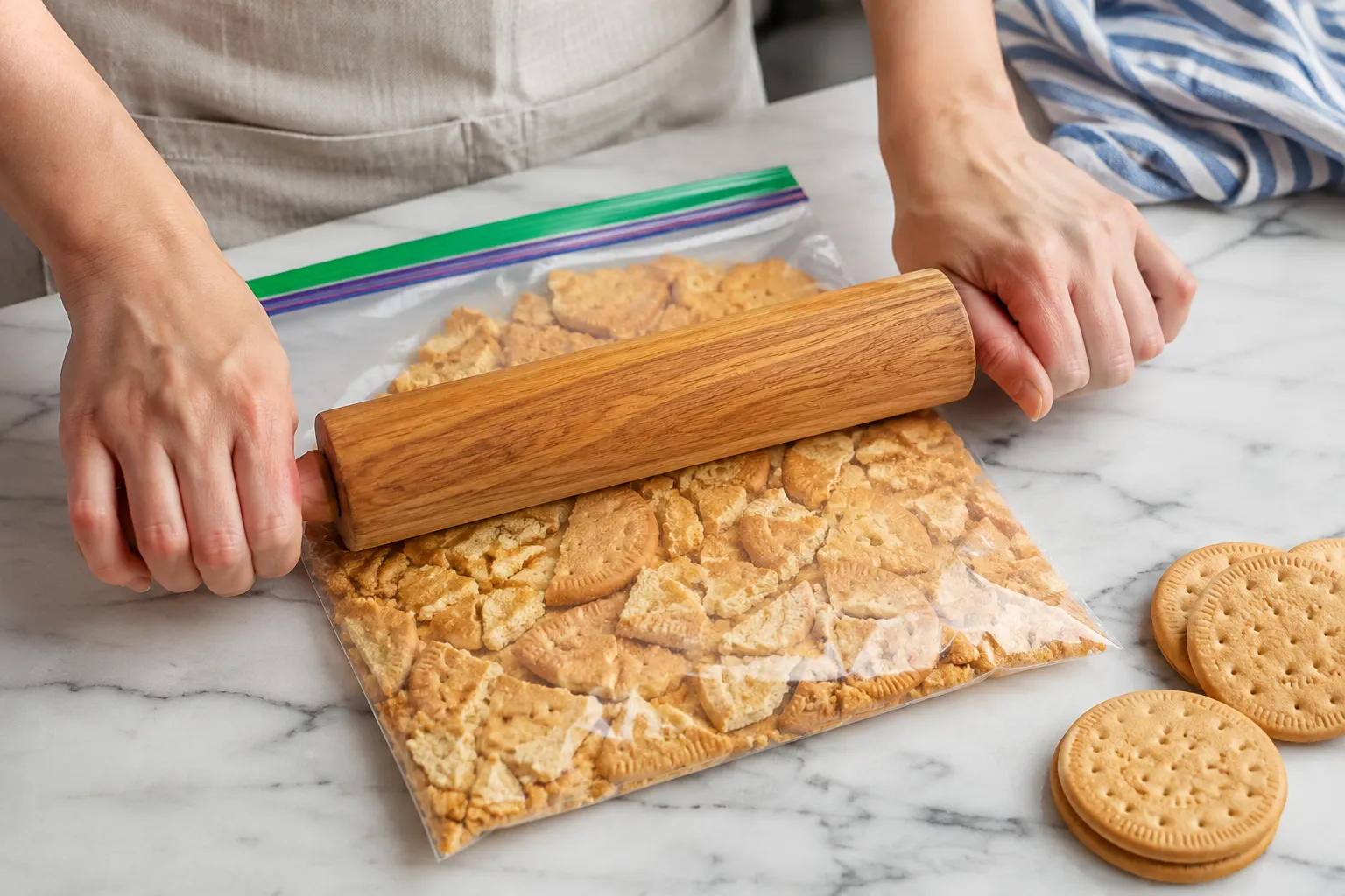 Crushing biscuits