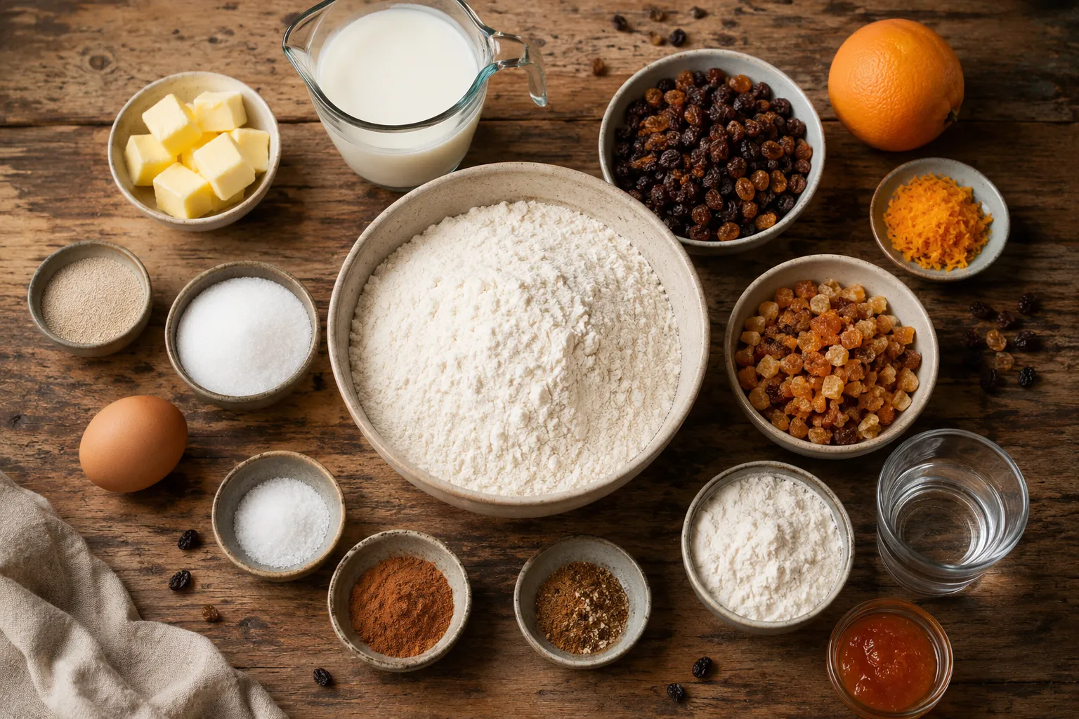 Hot Cross Buns Ingredients Flat Lay