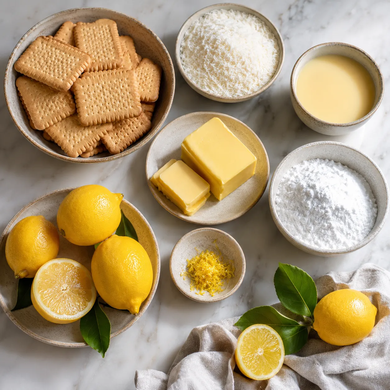 Lemon Slice Ingredients Flat Lay