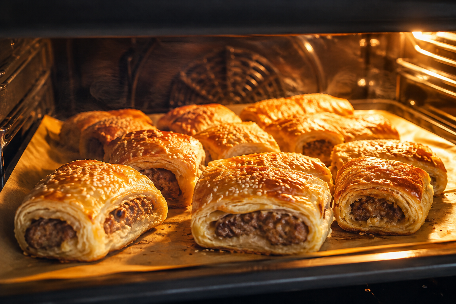 Freshly baked sausage rolls
