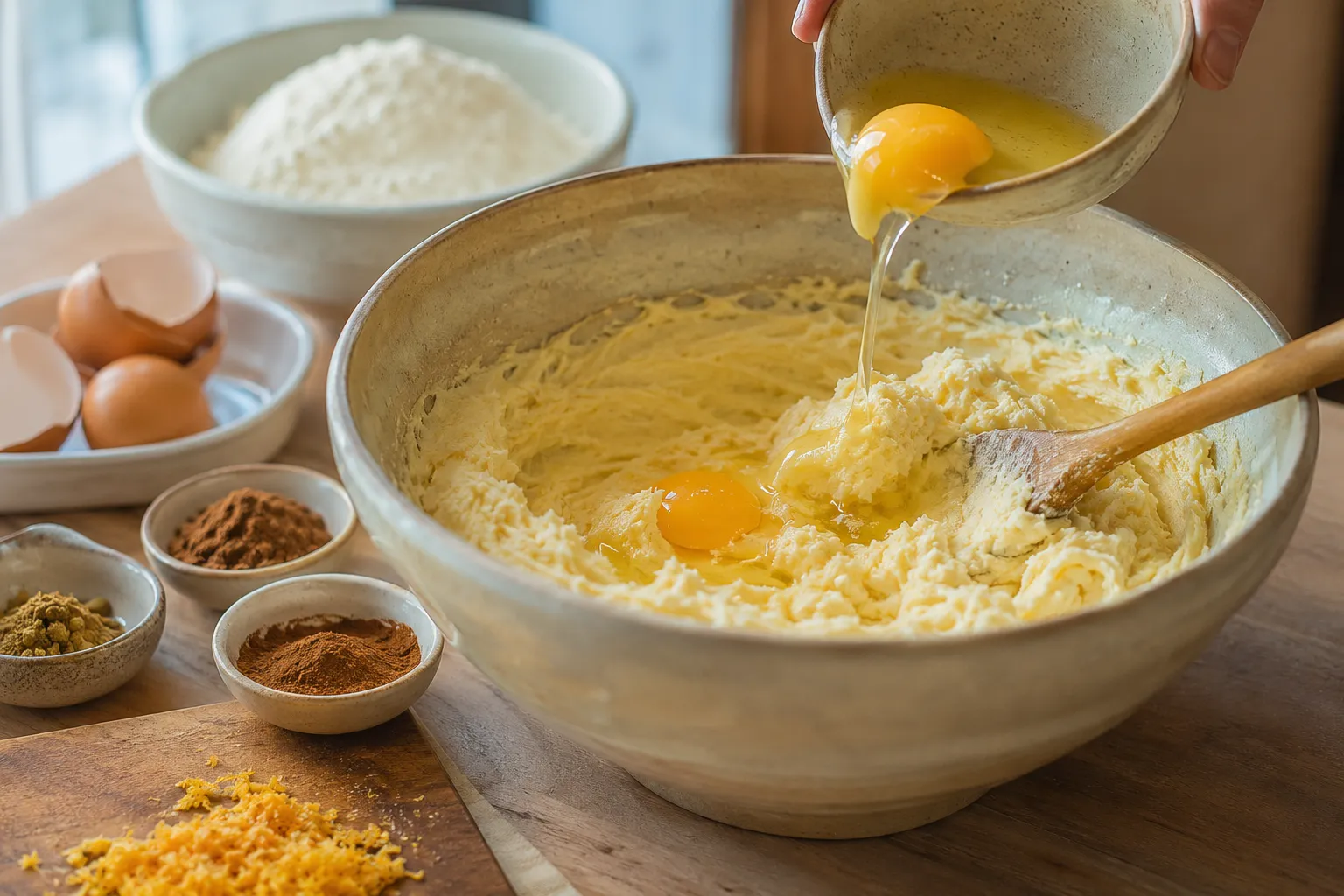Adding Eggs and Spices