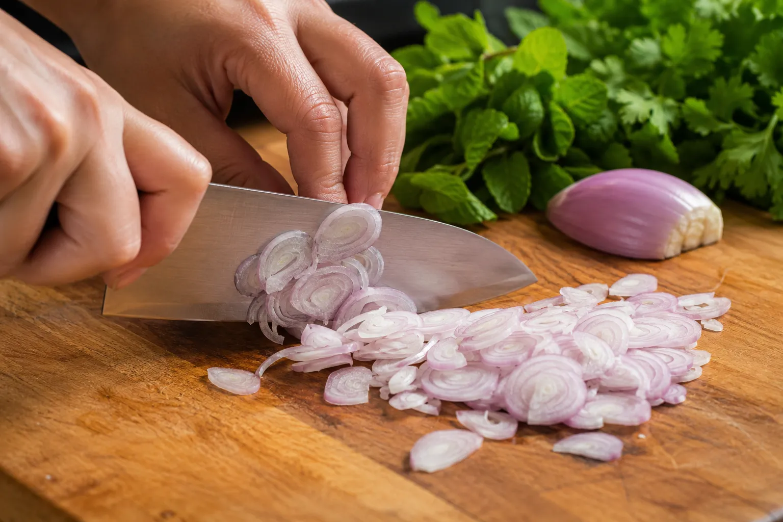 Step 12 — Slice the Shallots